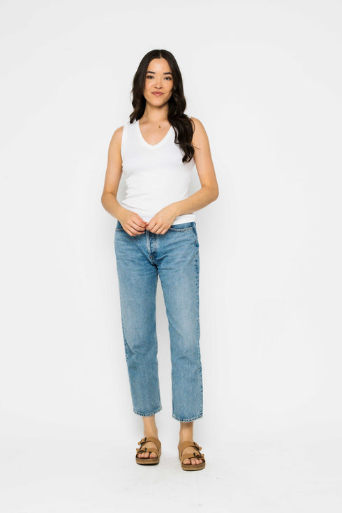Joelle-Textured Vee Neck Tank